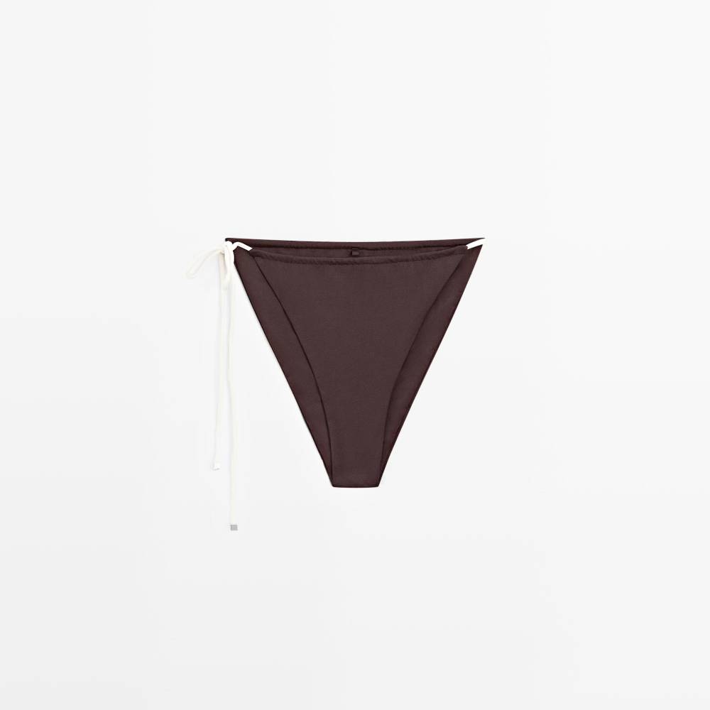 Плавки-бикини Massimo Dutti With Contrast Bow, коричневый