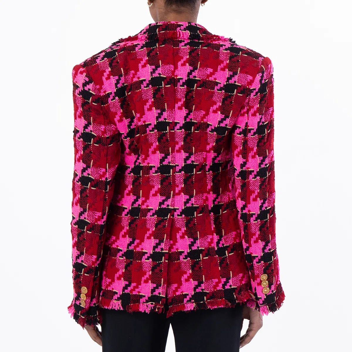 Жакет с принтом в клетку Medusa Tweed Check Versace, Parade Red/Fuchsia — фото 4