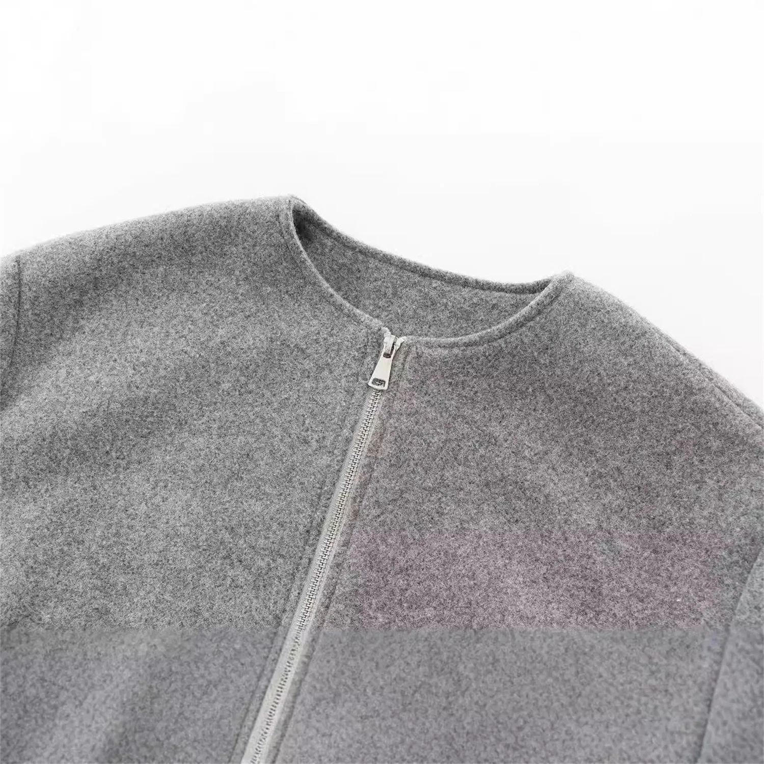 Женская куртка-бомбер с молнией Fashion Short Bomber Jackets, Grigio — фото 3