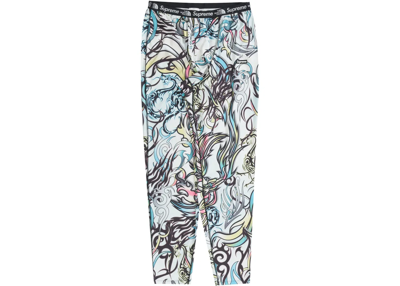 Мужские штаны с принтом Supreme The North Face Base Layer Pant, Multicolor Dragon