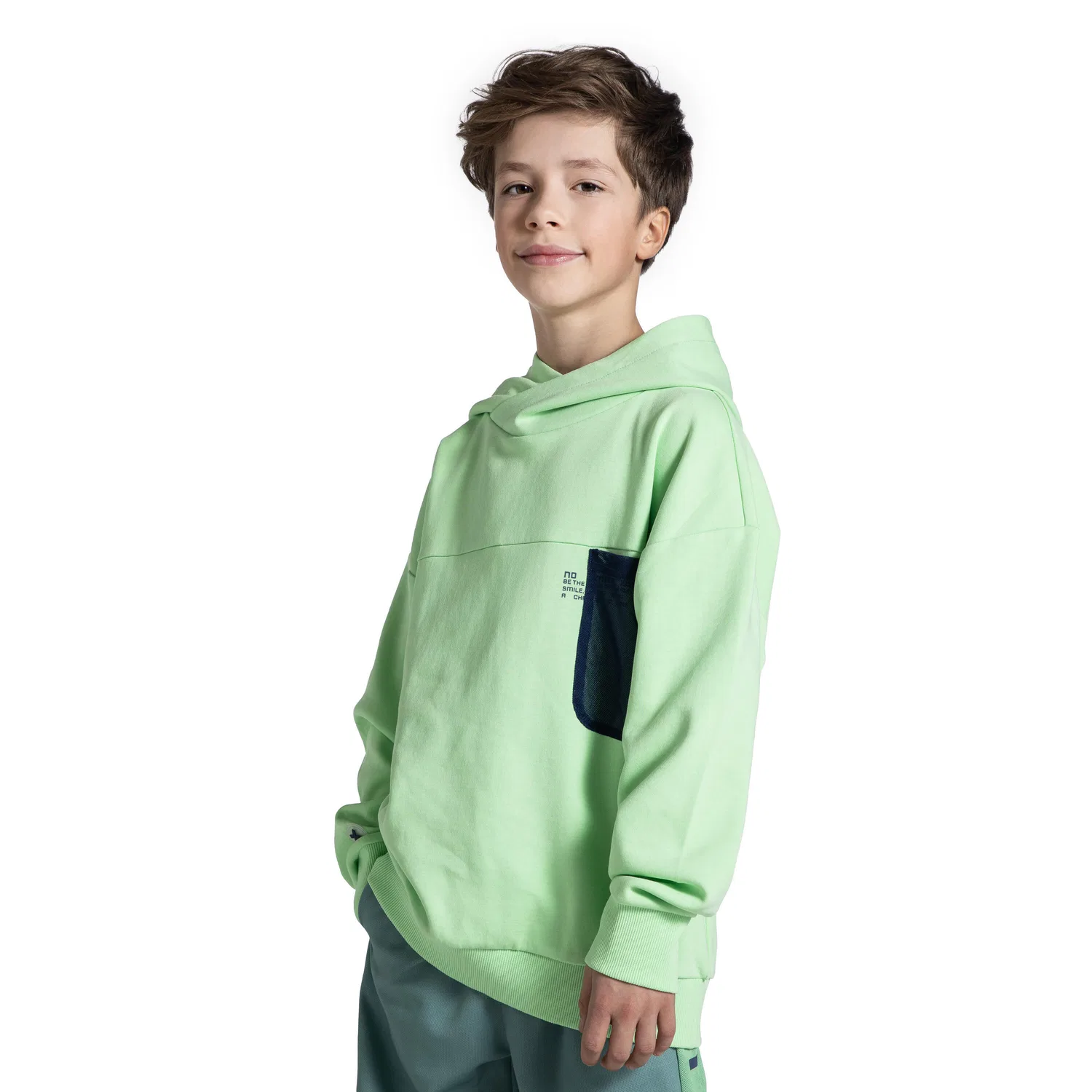 Детское худи с принтом Kinder Kapuzenpullover mit Mesh WL5 Lemon Explore, Hellgrun