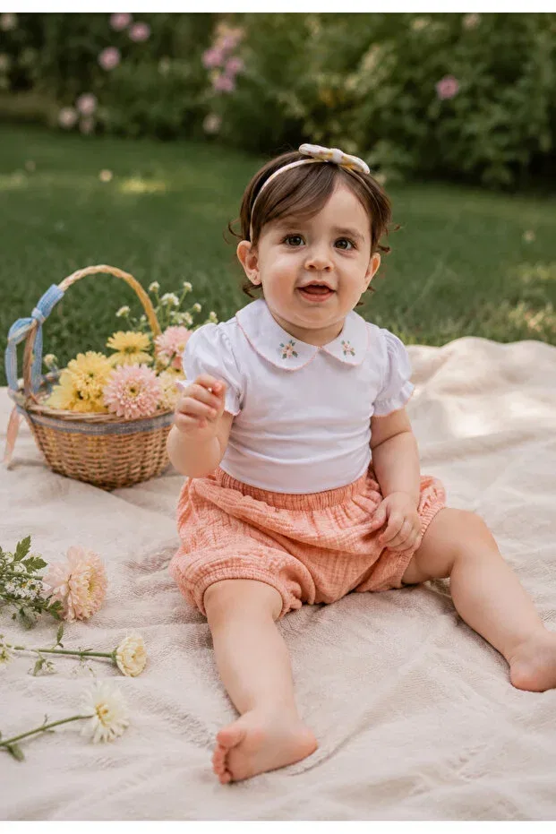 Детские шорты для девочек хлопковые L L Louiou Baby Gifts, Salmon