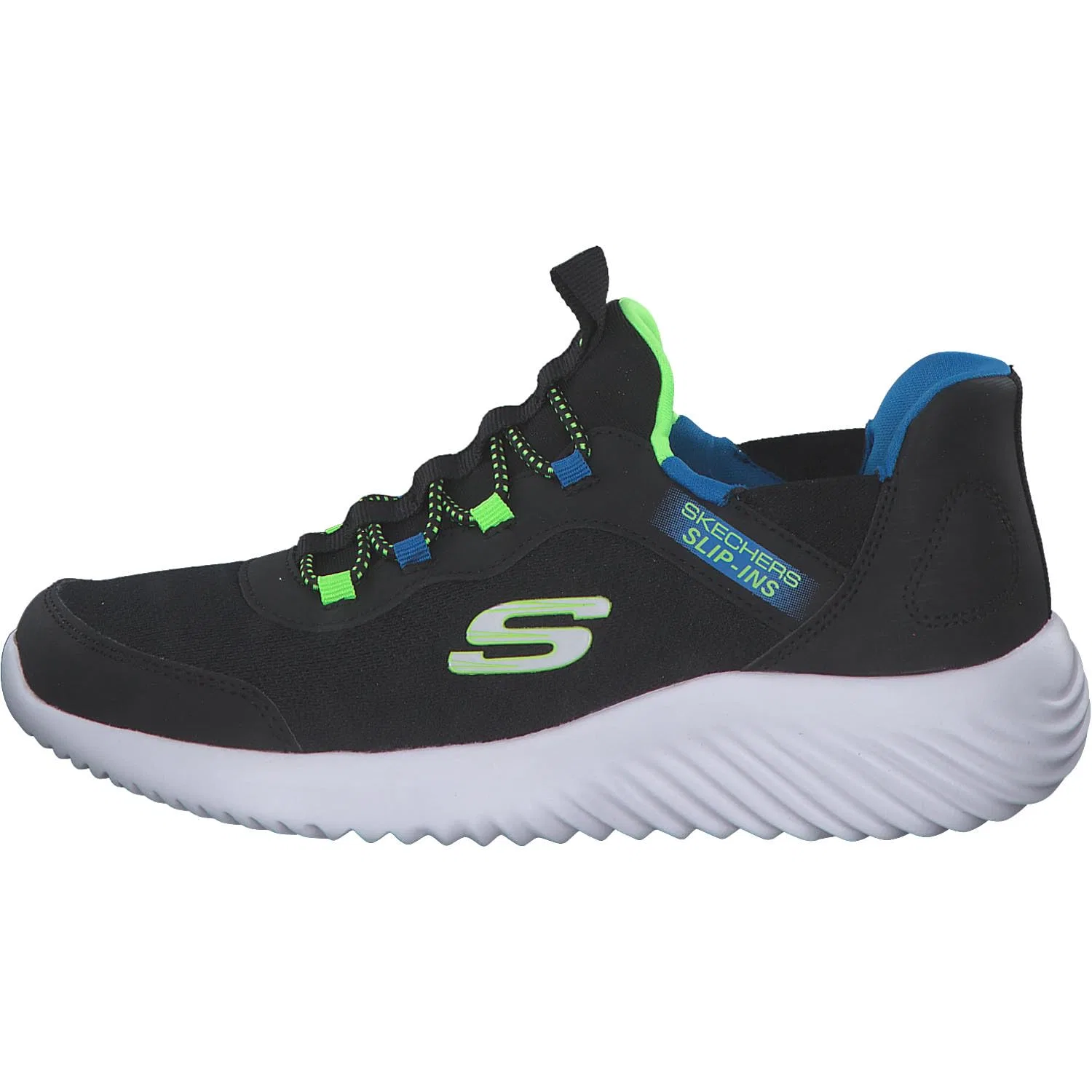 Детские кроссовки для мальчиков с технологией Slip-in Brisk-burst Bounder Skechers, Black Lime — фото 2