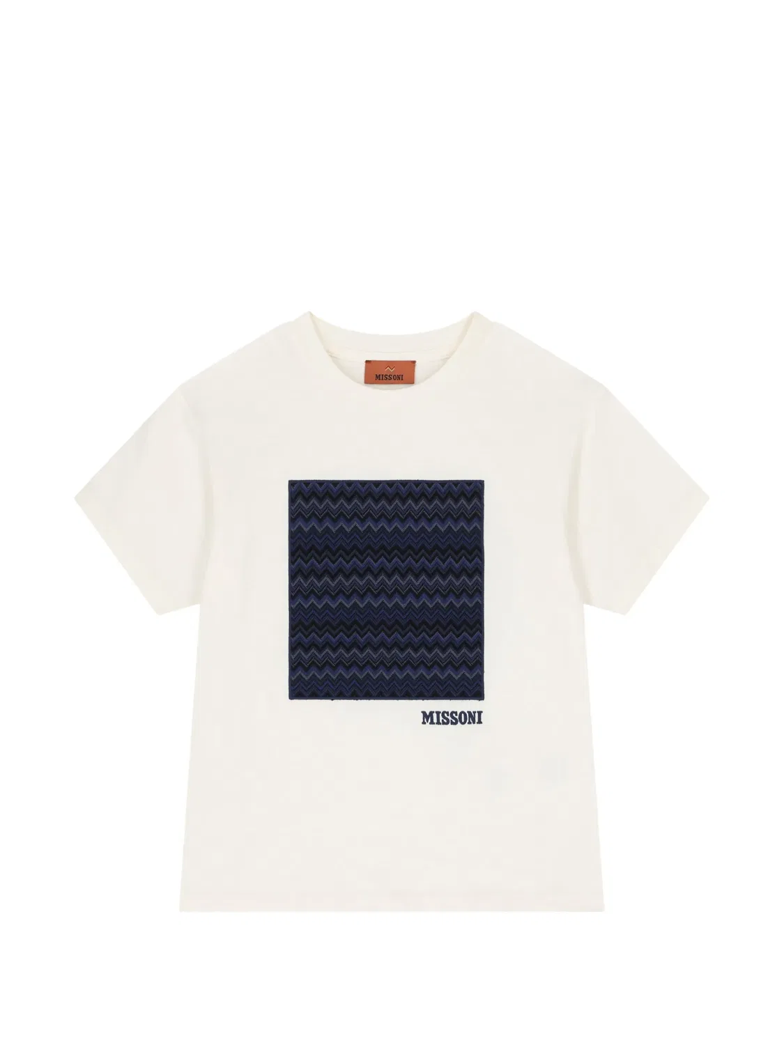 Футболка с нашивкой зигзаг и вышитым логотипом Missoni Kids, белый