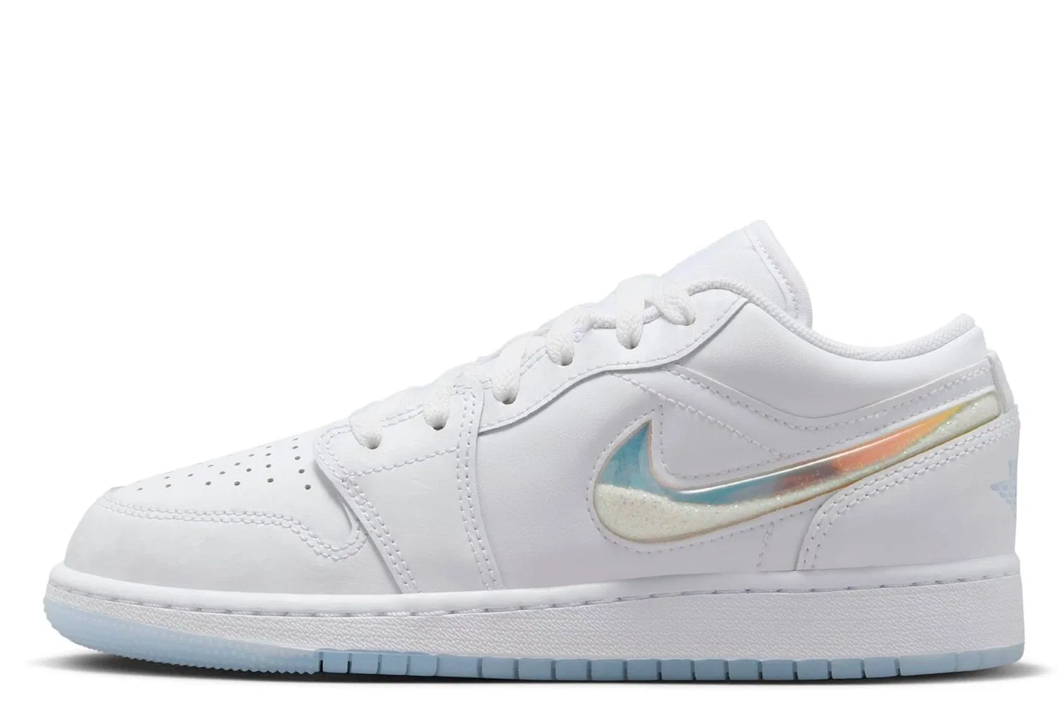 Детские кроссовки для мальчиков с принтом Air Jordan 1 Low NIKE, White Ice Blue