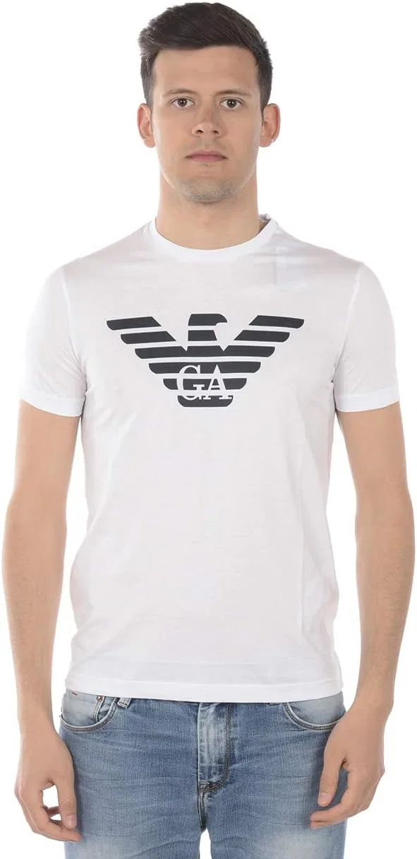 Мужская футболка с логотипом Regular Fit Pima Faded Plastisol Logo T-shirt Emporio Armani, White