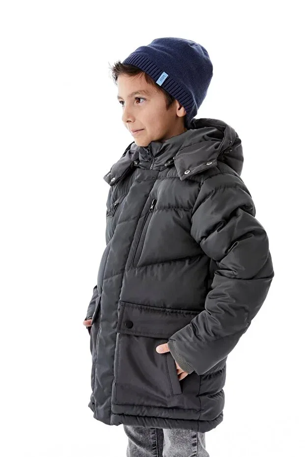 Детское зимнее пальто для мальчиков с капюшоном Benitto Kids, Gray — фото 3