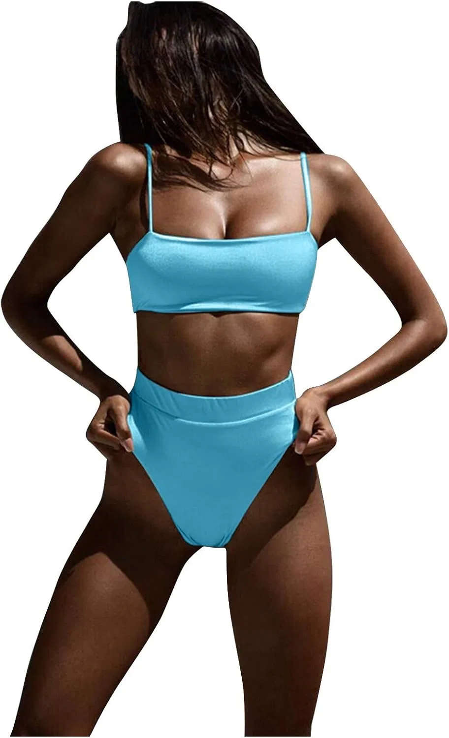Женский бикини-сет с завышенной талией Push Up Top, Sky Blue