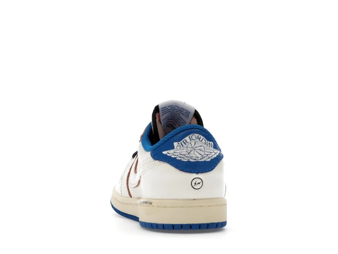 Детские кроссовки Lifestyle с принтом Jordan 1 Retro Low OG SP Fragment x Travis Scott Sail Military Blue PS Jordan, Sail/Black/Muslin/Military Blue — фото 4