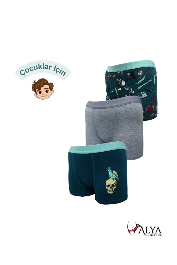 Детские боксеры для мальчиков с принтом Basics Alya Underwear, Green Printed (T14)