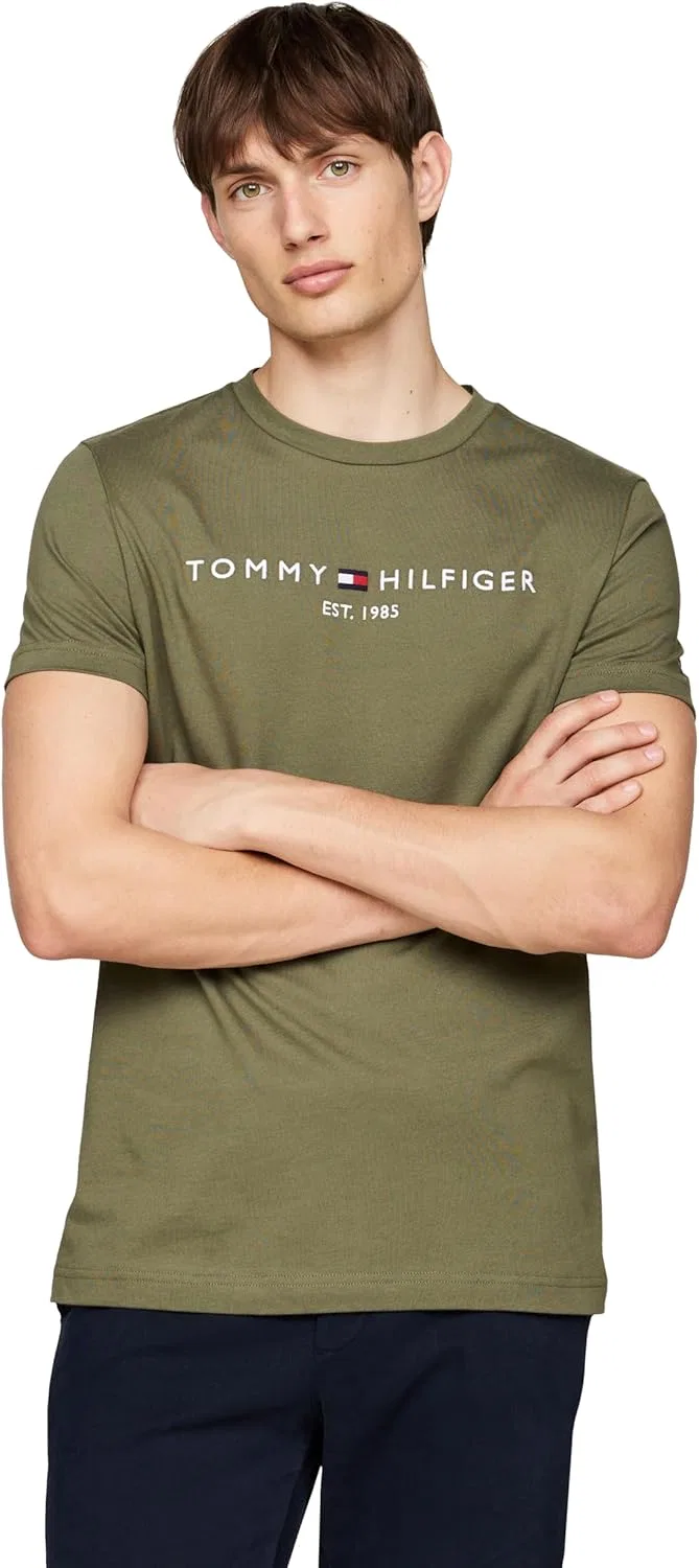 Мужская футболка с вышитым логотипом Tommy Hilfiger, Battle Green