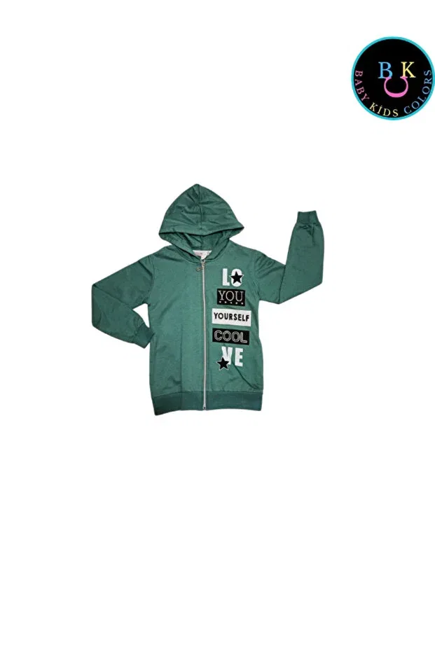 Детский кардиган с принтом Hooded Zipper Closure Printed Children's Cardigan Baby Kids Colors, Green