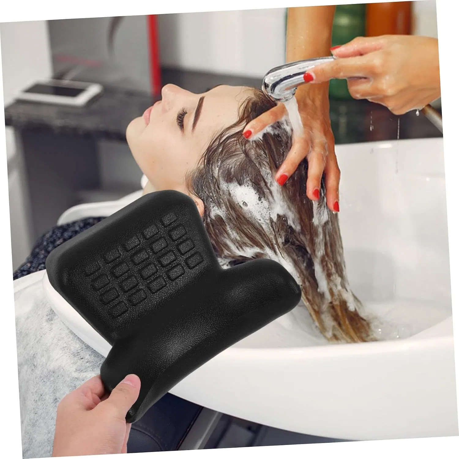 Подушка для шеи Shampoo Pillow Neck Support Healeved, 1 шт., 19x19 см, 200 г, Black — фото 4