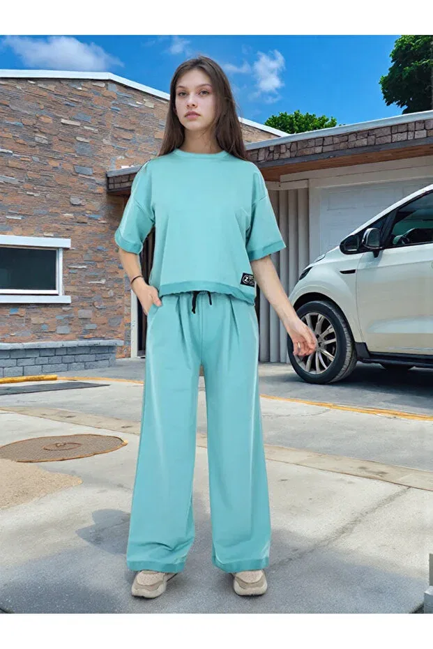 Детский спортивный комплект для девочек хлопковый Joui Co, Turquoise