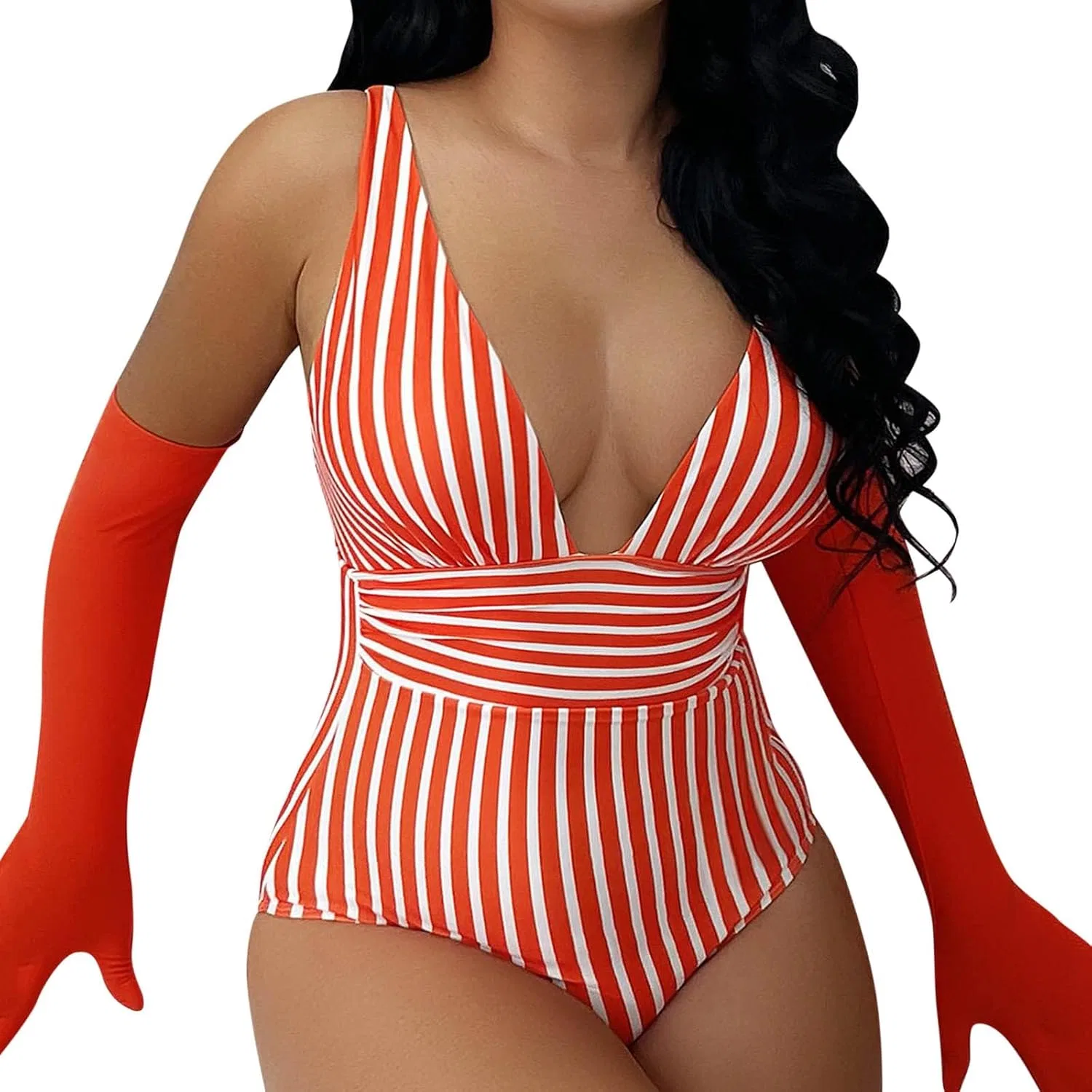 Женский цельный купальник с утяжкой живота Solid Color, Red