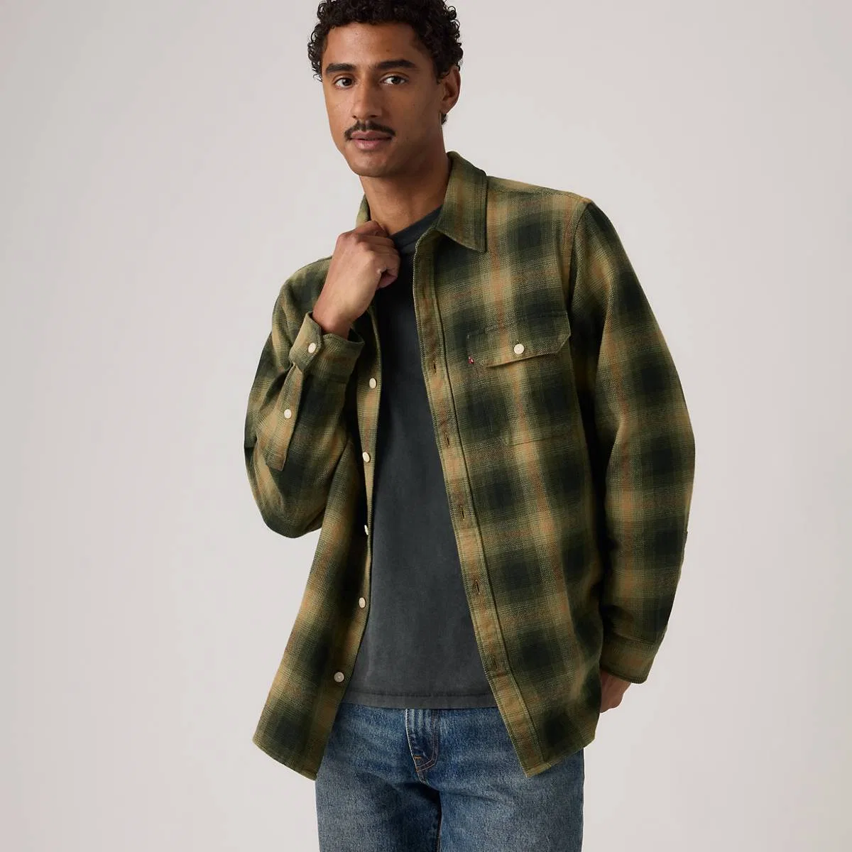 Фланелевая рубашка Jackson расслабленный работник Levi's, Jericho Plaid Rosin - Green