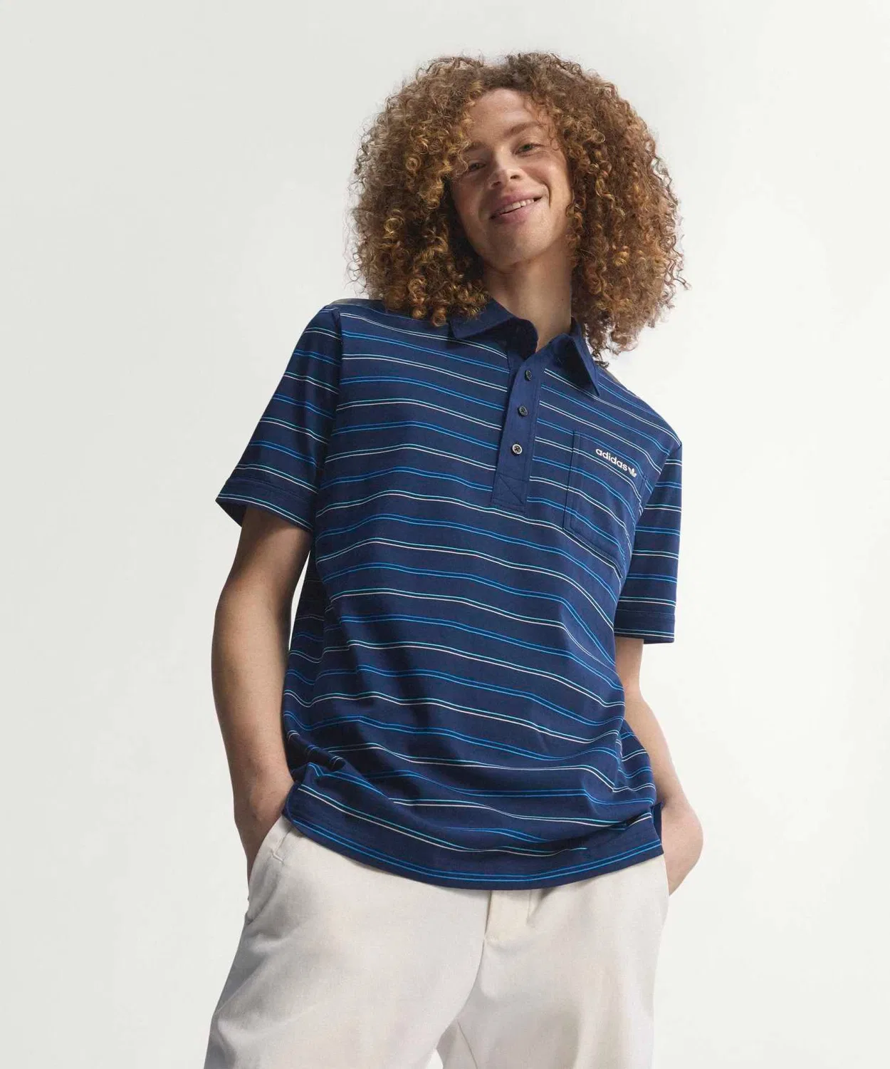 Мужское поло с коротким рукавом Adidas Golf Archive Stripe, Blue