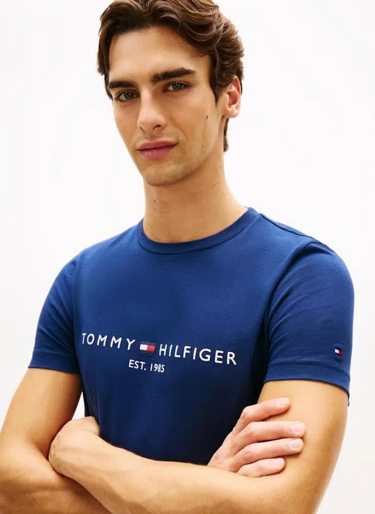 Футболка с вышивкой логотипа Tommy Hilfiger, темно-синий — фото 4