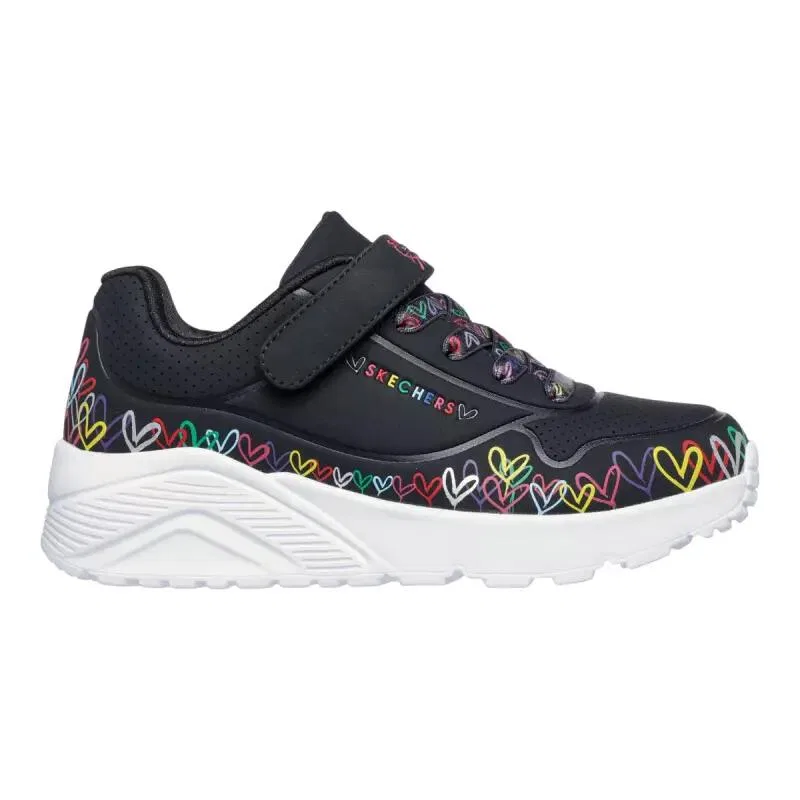 Детские кроссовки для девочек с принтом UNO LITE HEART CRAZE Skechers, Schwarz Bunt — фото 3