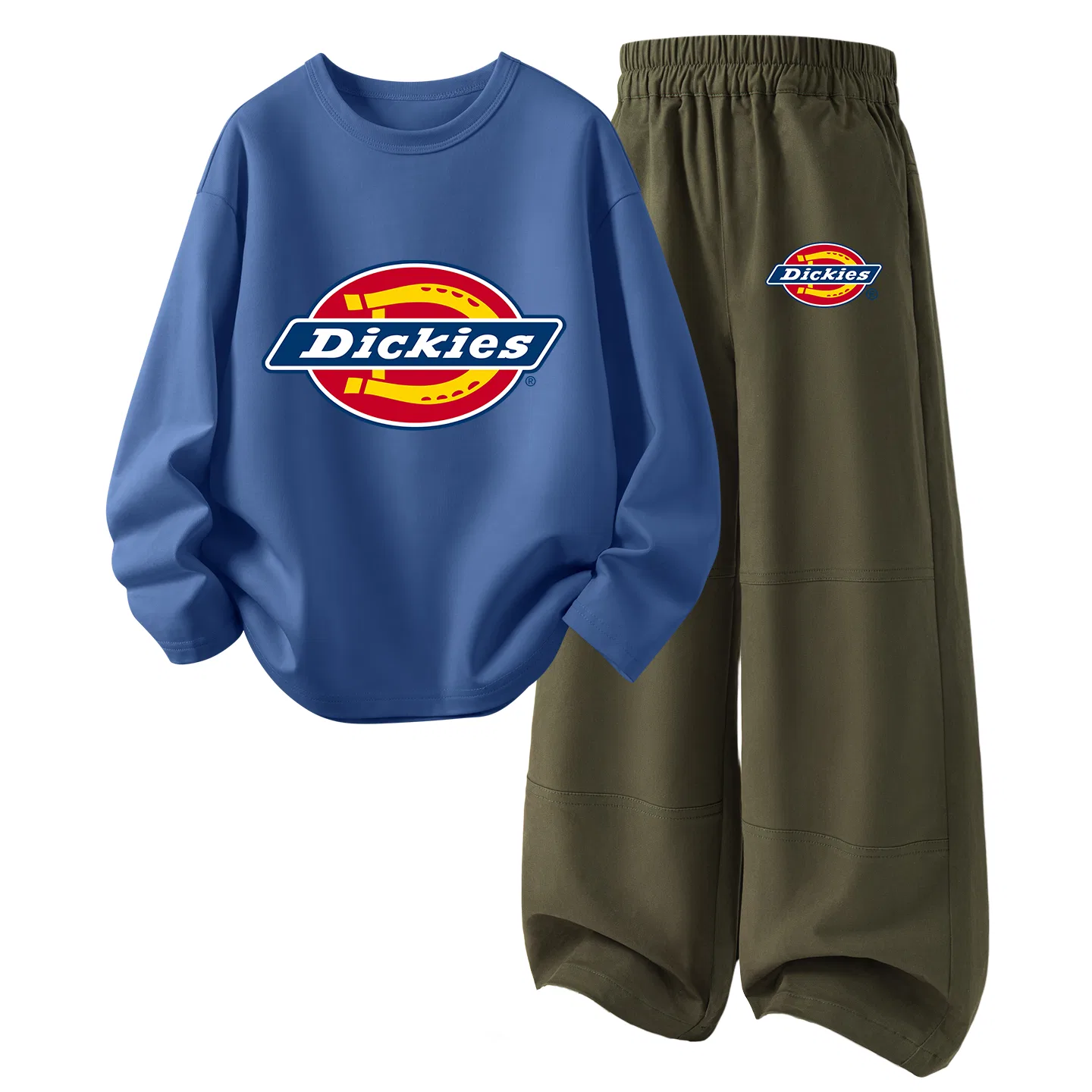 Детский комплект из футера с принтом Dickies, Standard Thick Gray Blue+Silicone Standard K Beech Wood Green