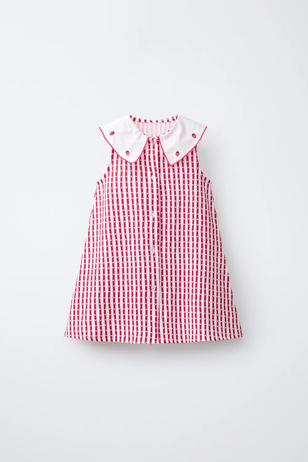 Полосатое платье с вышитым воротником ZARA, Strawberry