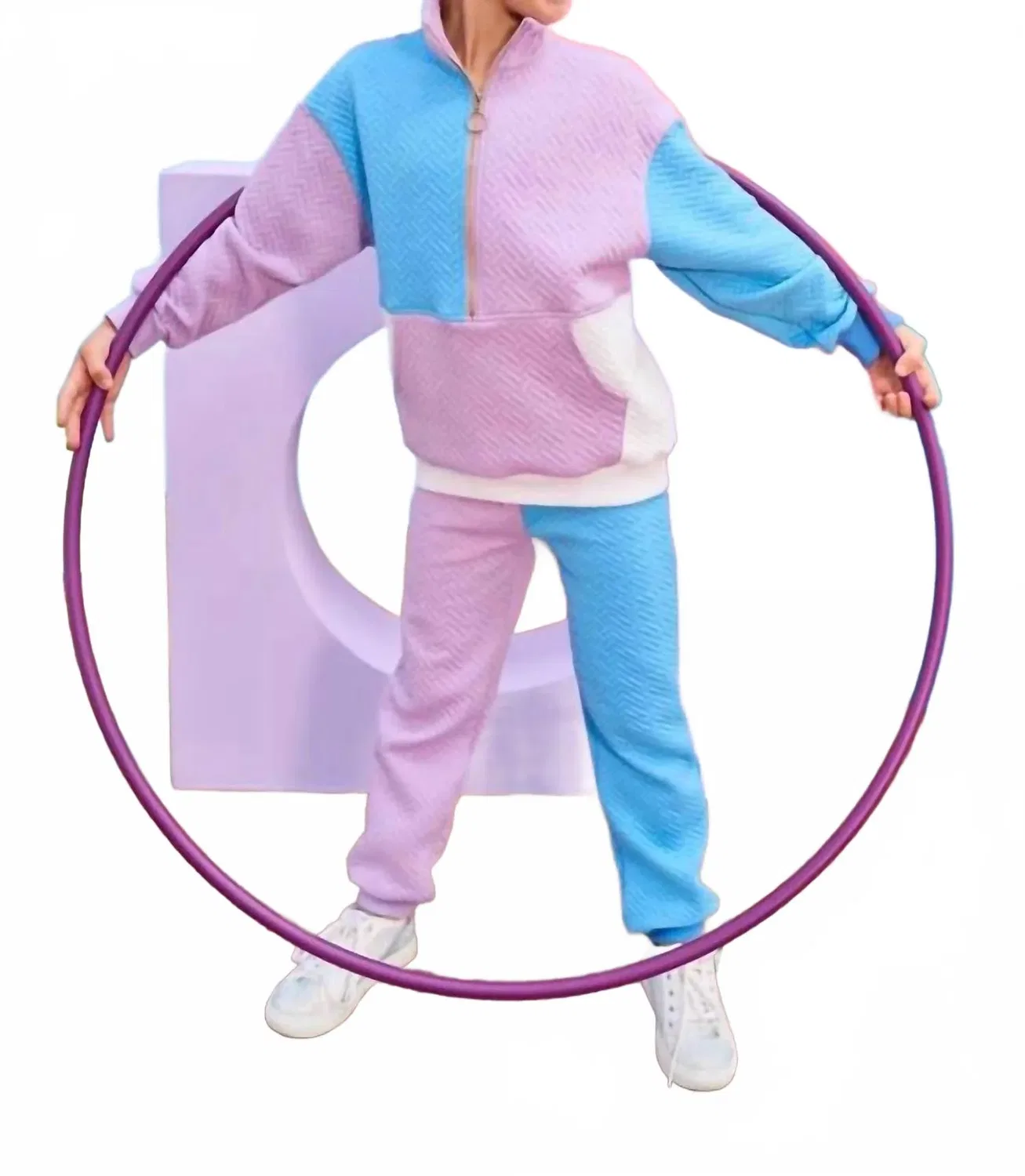 Детский свитшот с принтом Color Block Pullover Bisby, Lavender/Blue — фото 2