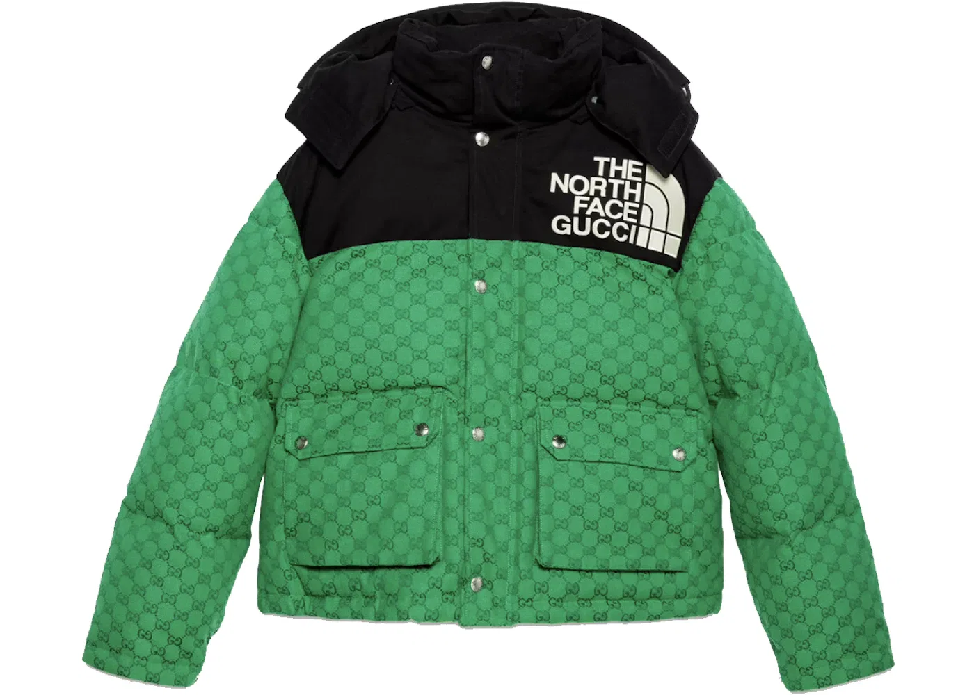 Женская куртка из нейлона с принтом Gucci x The North Face Padded Jacket Gucci, Green/Black