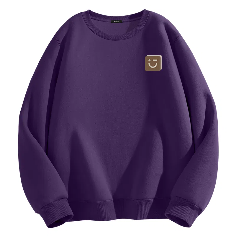 Детский свитшот с принтом MINISO, Aurora Purple Warm Brown Smile Chest Logo