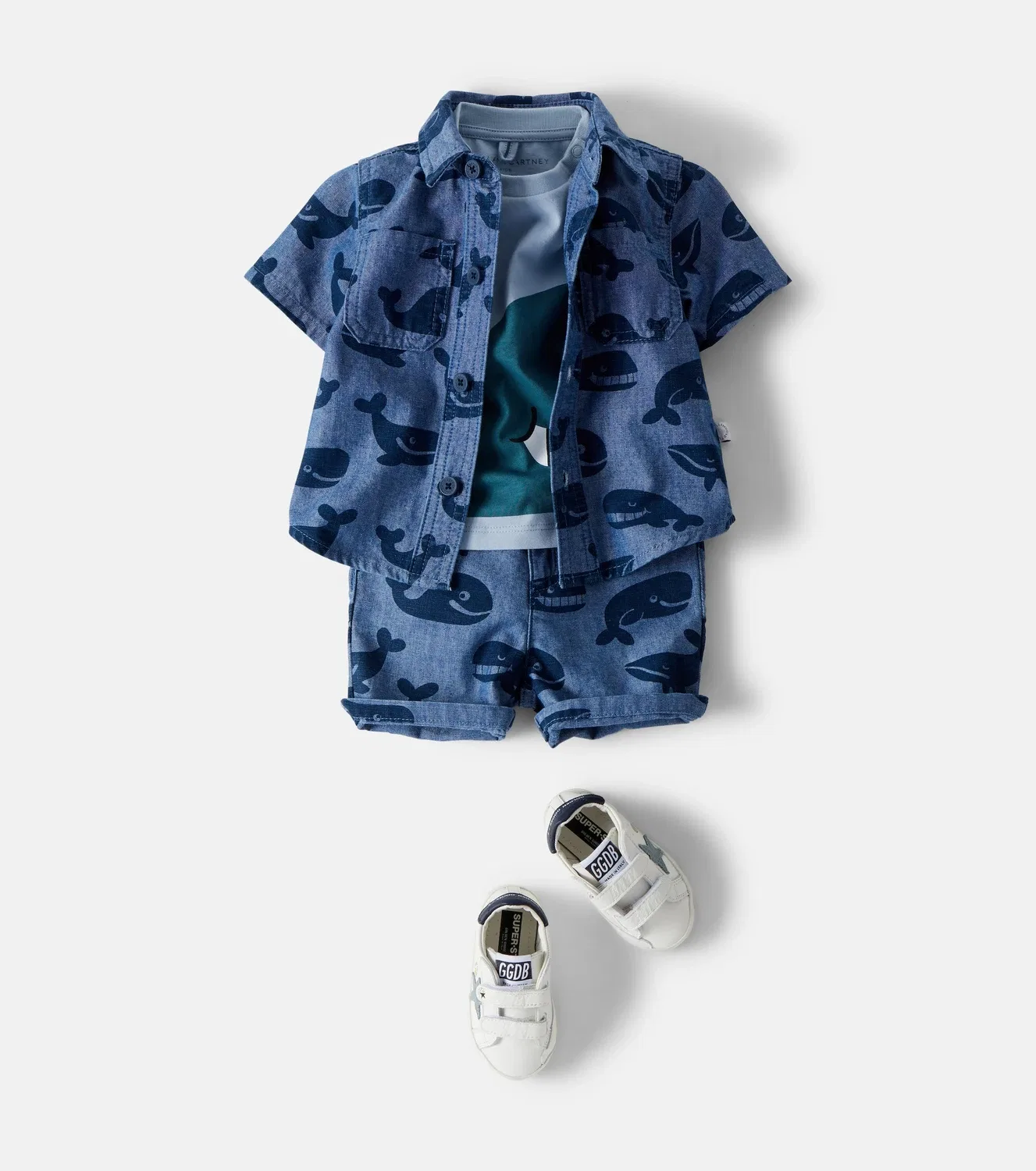 Детская джинсовая рубашка с принтом Stella Mccartney Kids, синий — фото 2