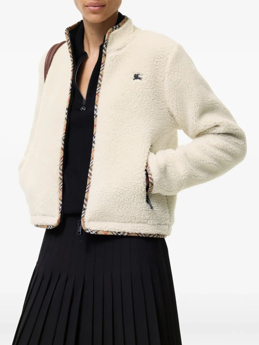 Куртка Burberry укороченная из флиса, бежевый