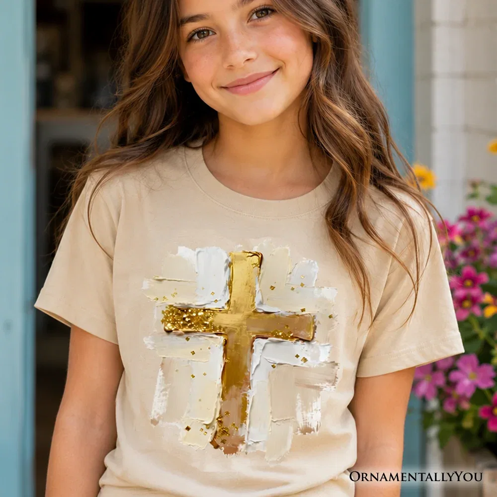 Детская футболка с принтом креста Christian Faith Kids T-Shirt Jesus Cross Graphic Tee OrnamentallyYou, White — фото 2