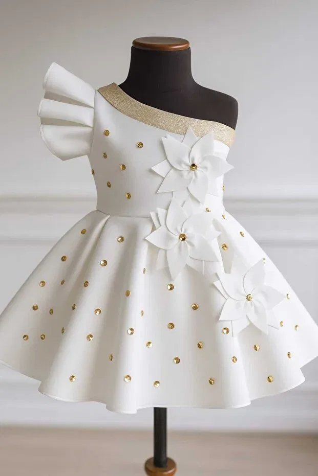 Детское платье для девочек с принтом 23 April Floral Evening Dress Sofyella, White