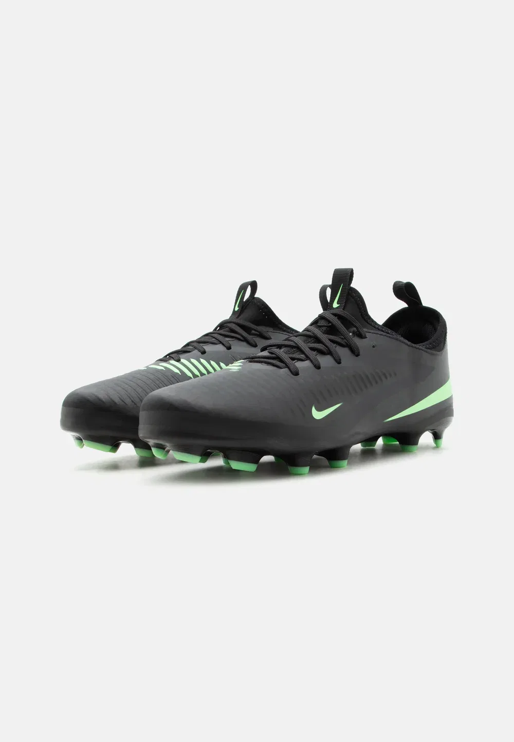 Футбольные бутсы Jr Phantom 6 Low Academy FG/MG унисекс для искусственного газона Nike Performance, Black/Illusion Green — фото 2