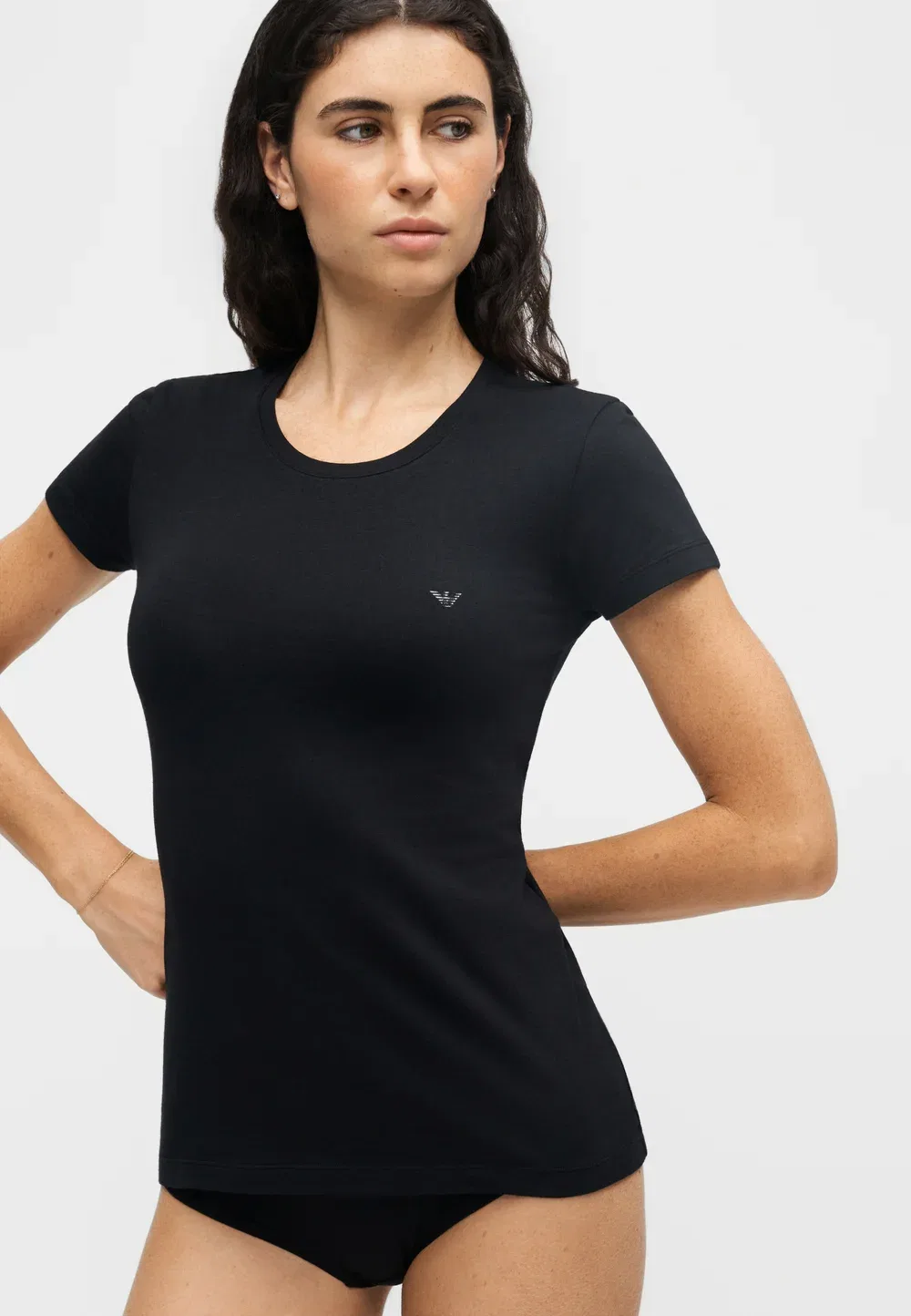 Parte alta crew neck - нижняя рубашка Emporio Armani, Black — фото 4