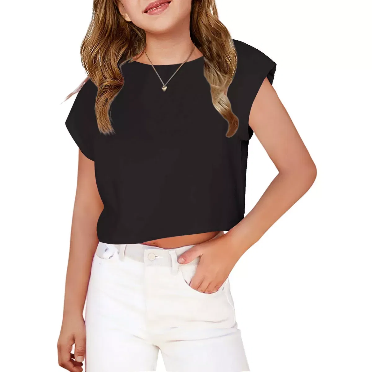 Детский топ для девочек с коротким рукавом Arshiner, Black