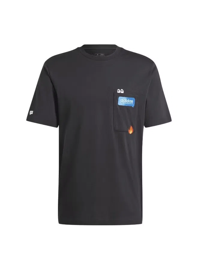 Футболка с принтом эмодзи и карманом M Remoji Pkt T Adidas, черный — фото 3