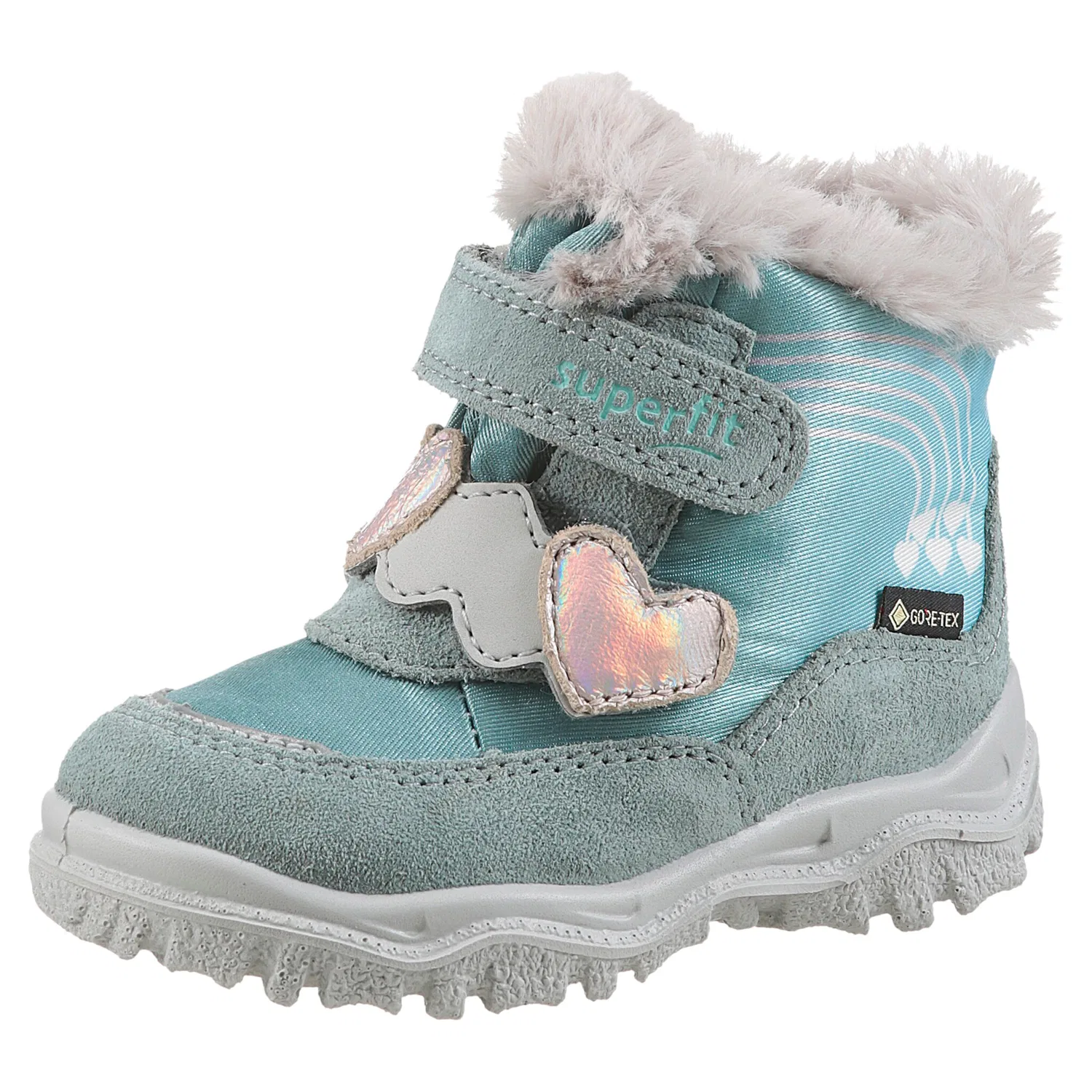 Детские зимние ботинки на липучках с мембраной GORE-TEX Superfit, Mint Green-Gray