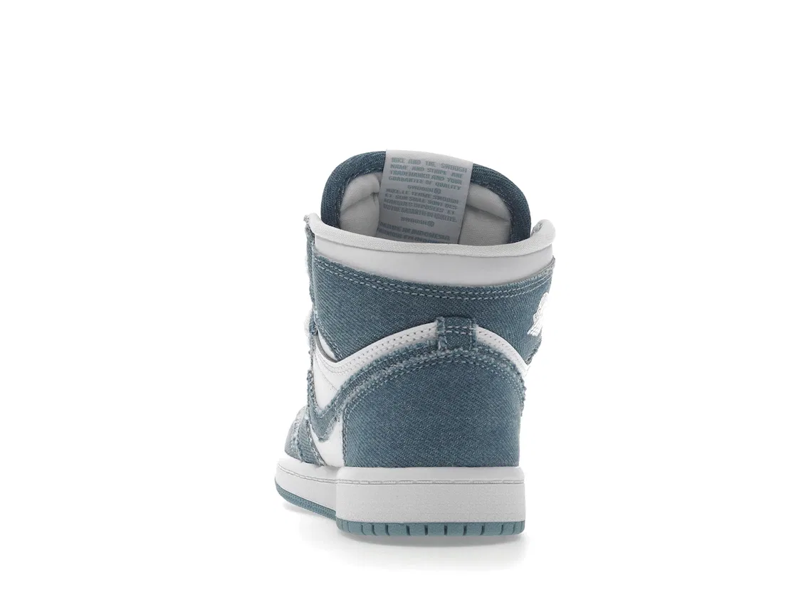 Детские кроссовки Lifestyle с джинсовой отделкой Jordan 1 Retro High OG Denim PS, White/Worn Blue/Metallic Gold — фото 4