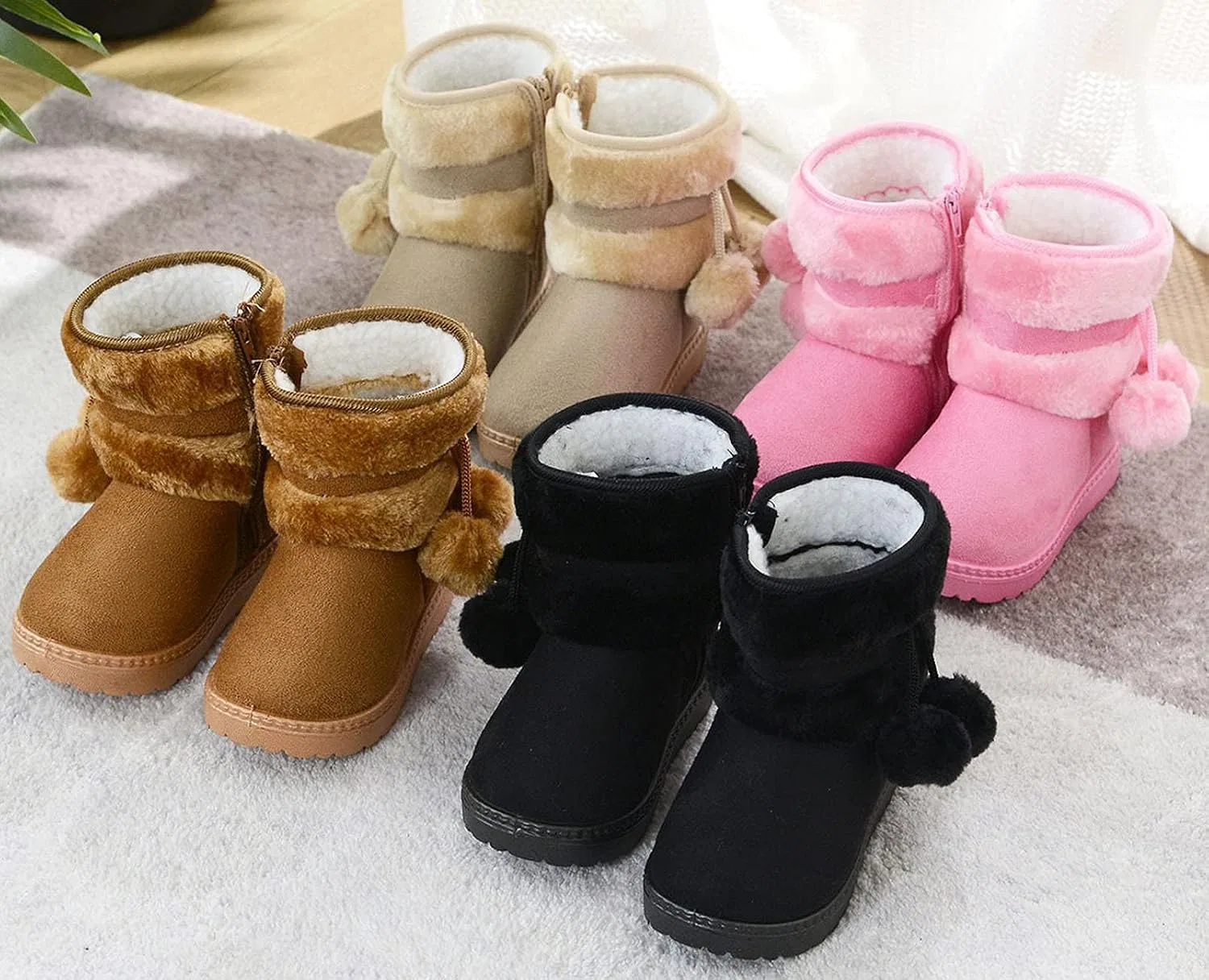 Детские зимние ботинки для девочек и мальчиков с мехом Yeeteepot, Brown — фото 4