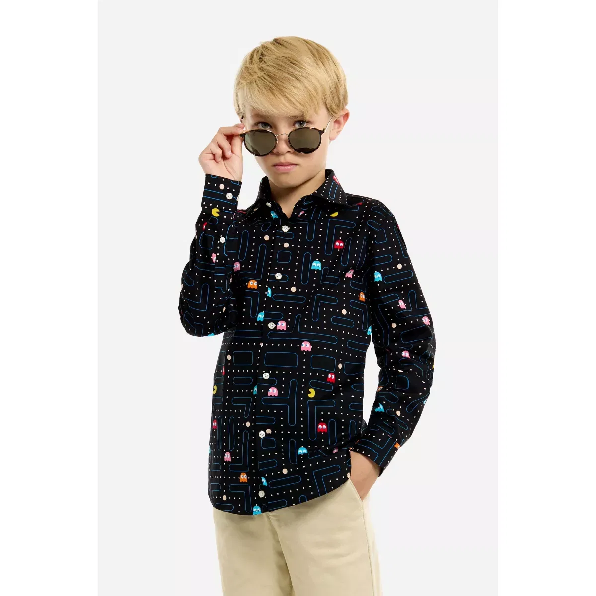 Детская рубашка с принтом для мальчиков OppoSuits, Black — фото 3
