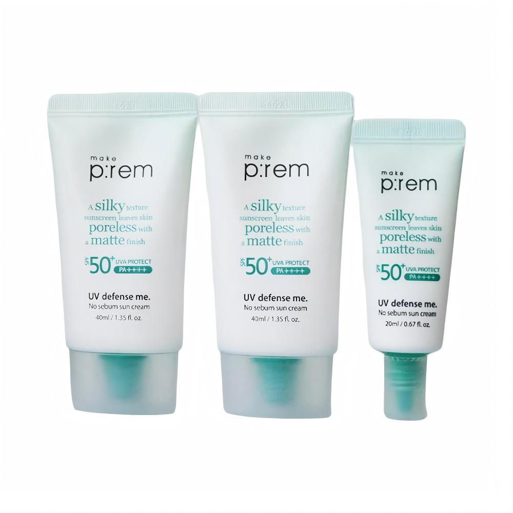 Набор солнцезащитных кремов Make P:rem UV Defense Me No Sebum, 40 мл + 40 мл + 20 мл
