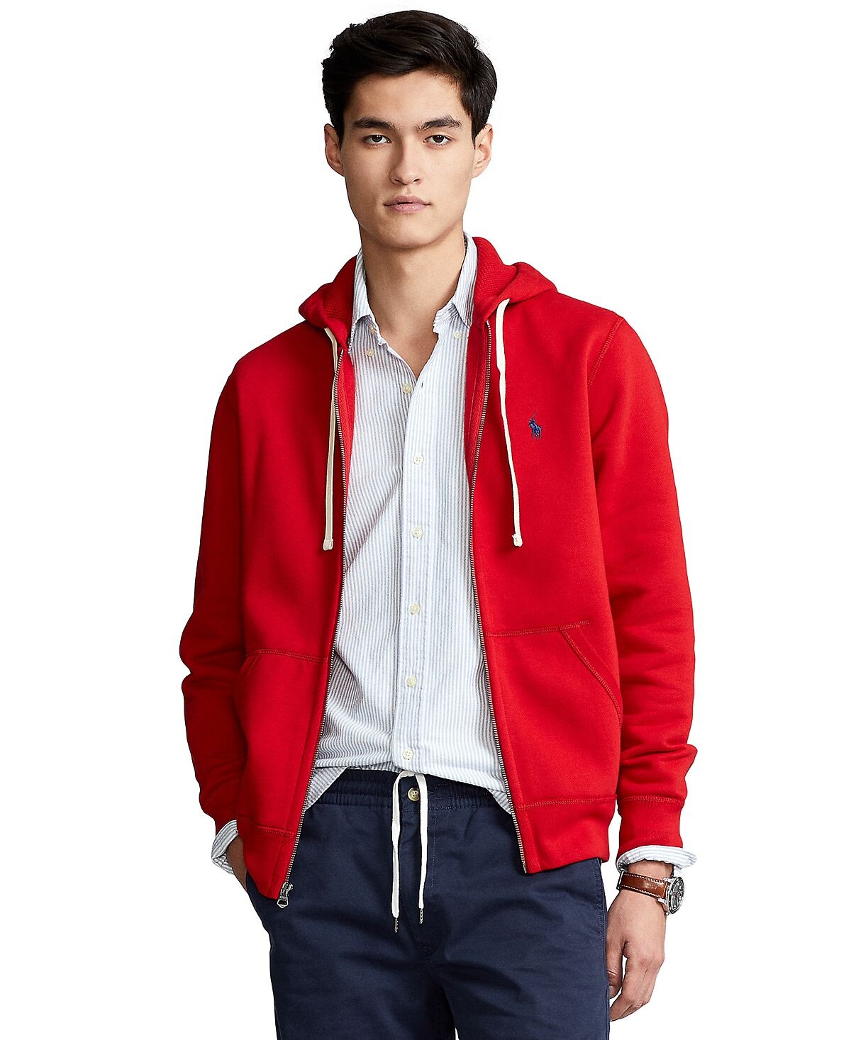

Фирменная мужская флисовая толстовка с капюшоном Polo Ralph Lauren, красный