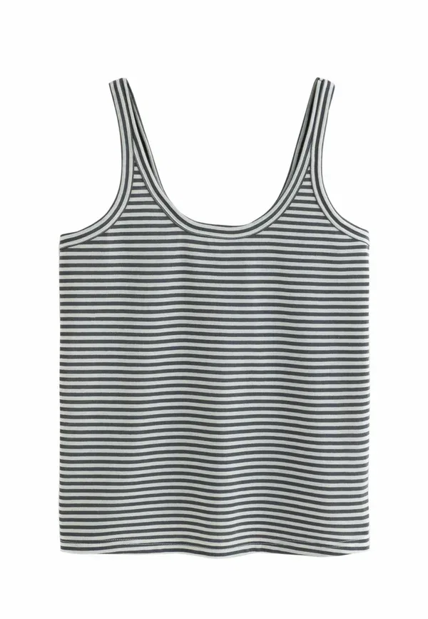 Топ майка из полиэстера с эластаном Regular fit - scoop neck vests 2 pack, Next, Ecru, синий — фото 2