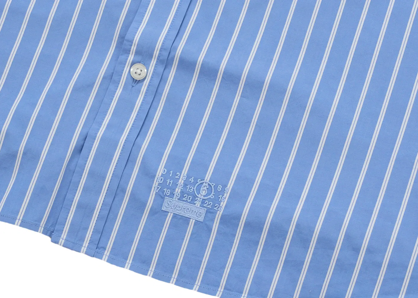 Мужская рубашка с полосками Supreme MM6 Maison Margiela Stripe Shirt, Blue — фото 3