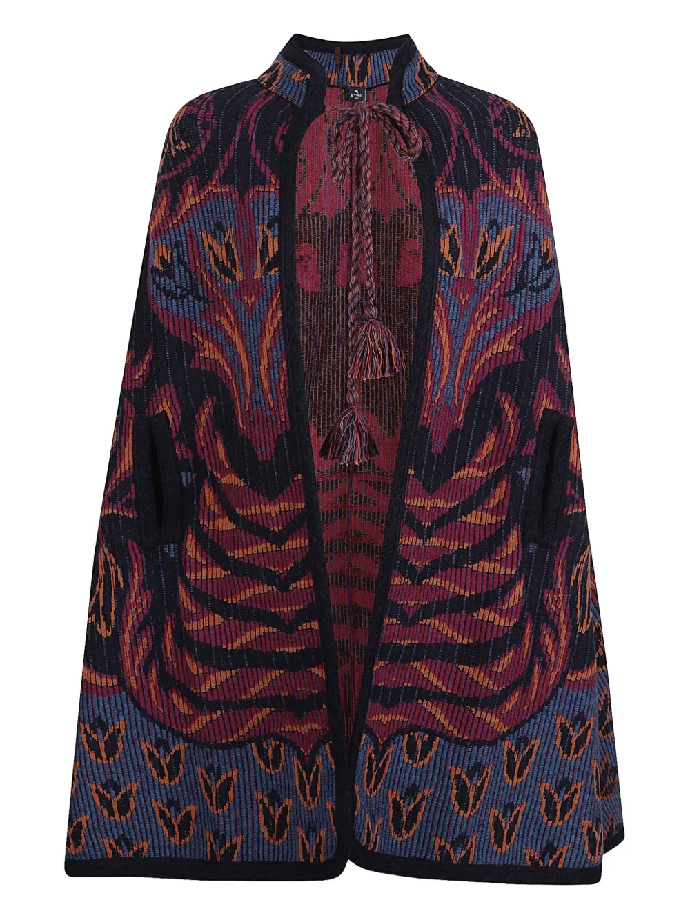 

Кейп с цветочным жаккардом и кисточками ETRO, красный
