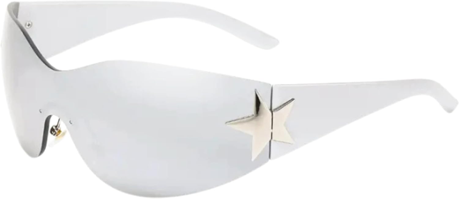 

Солнцезащитные очки без оправы в стиле Y2K для женщин, очки-щитки с обтекаемой формой, модные женские солнцезащитные очки SC Sapphire Gorgeous Skin Collection, Silver/Grey