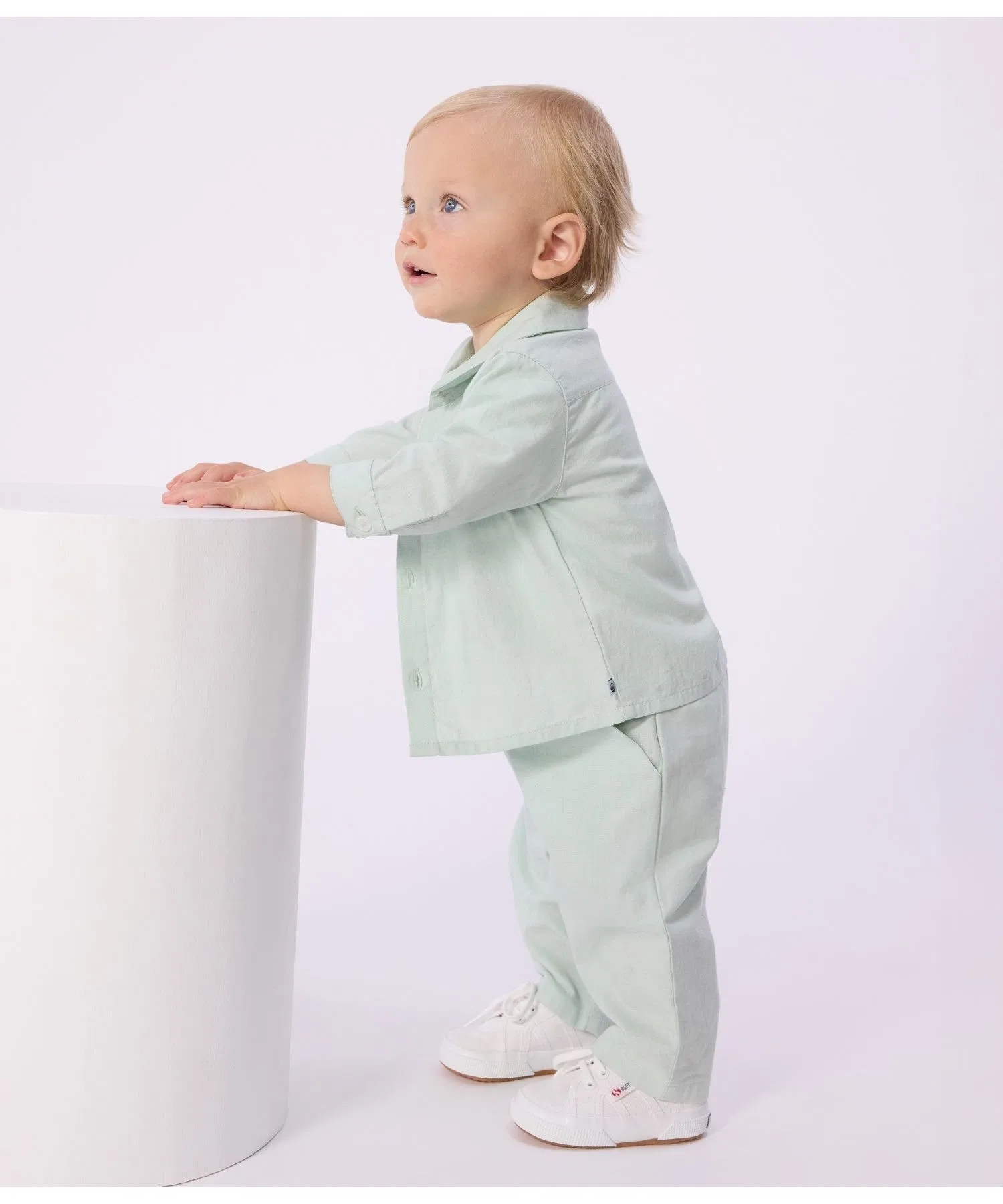 Детская хлопково-льняная рубашка PETIT BATEAU с длинным рукавом — фото 2