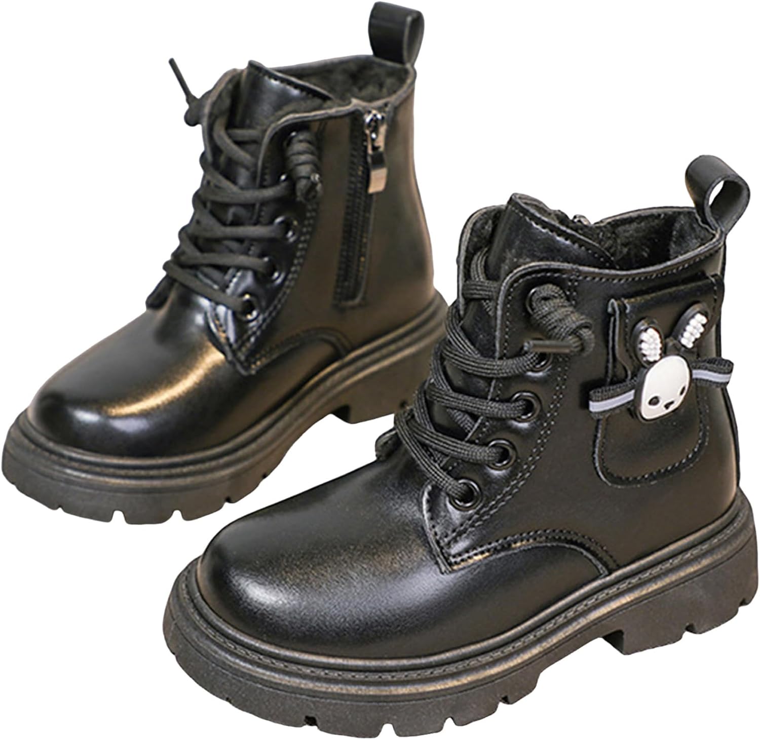 

Мальчики Девочки Шнурованные Ботинки Для Прогулок На Открытом Воздухе Дети Кожаные Зимние Сапожки С Меховой Подкладкой Подошва Луг Низкий Каблук Короткие Снежные Сапоги Детские С Боковой Молнией Всаднические Ботинки Нескользящие Ботиночки Generi...