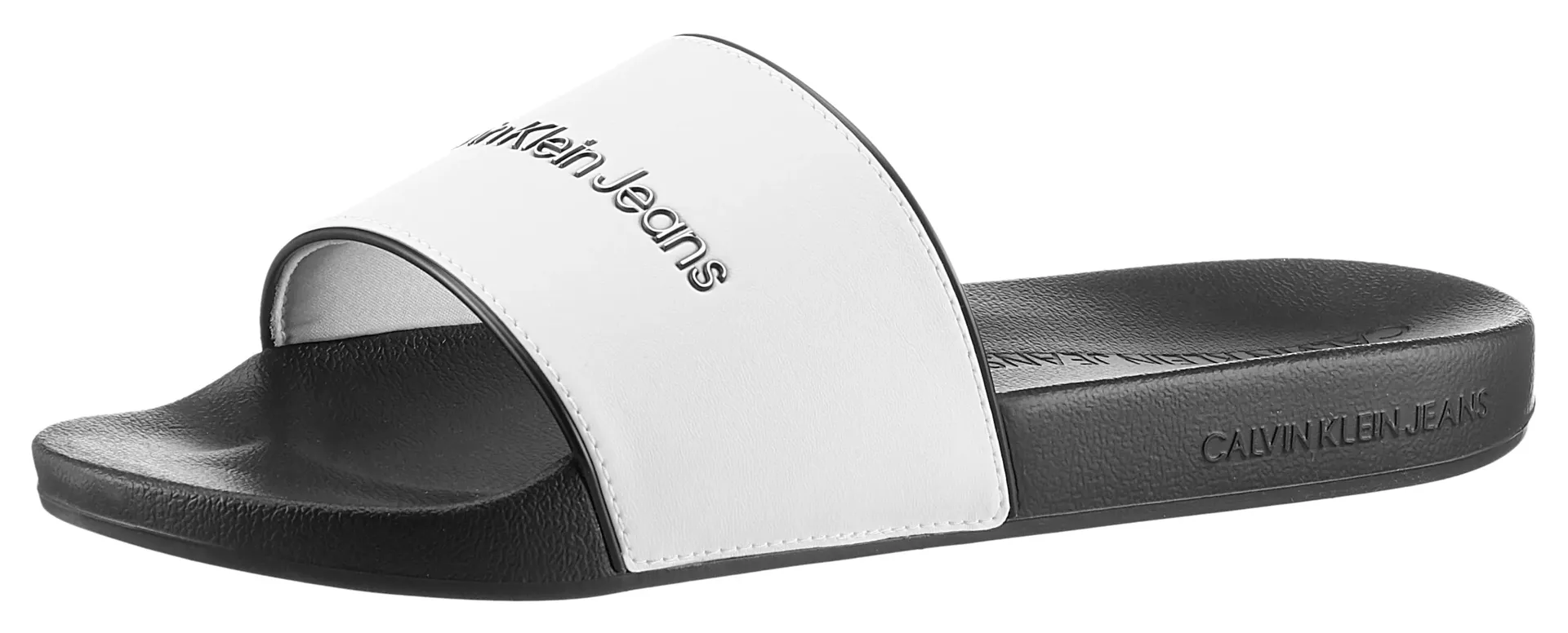 

Мюли для купания Calvin Klein Jeans "SLIDE INSTITUTIONAL", горки для бассейна, шлепанцы, тапочки удобной формы, черно-белый