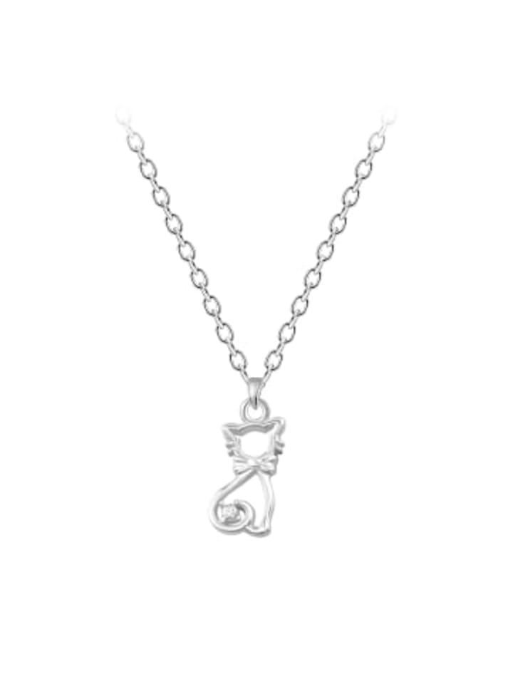 

Alexander York Детское ювелирное колье с подвеской в виде кошки, ажурный дизайн с кубическим цирконием в серебре